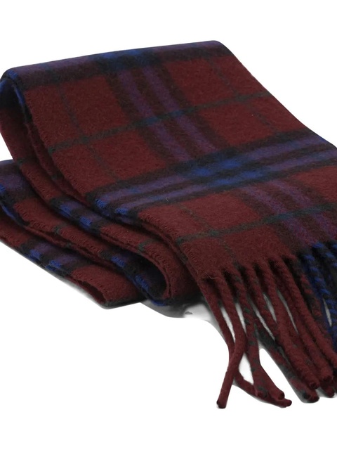 Burberry plaid fringed cashmere scarf - Red - zdjęcie produktu nr 2