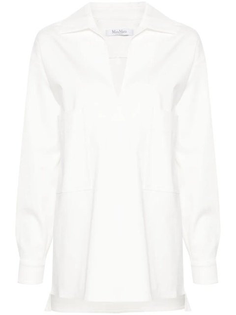 Max Mara gabardine-weave V-neck shirt - White - zdjęcie produktu nr 1