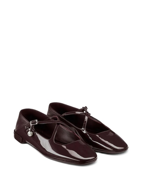 Jimmy Choo Eleri patent-leather cross-strap ballet flats - Brown - zdjęcie produktu nr 2