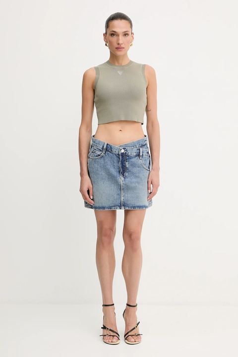 Guess spódnica jeansowa GAIA kolor granatowy mini prosta W5YD1C D5QKB - zdjęcie produktu nr 2