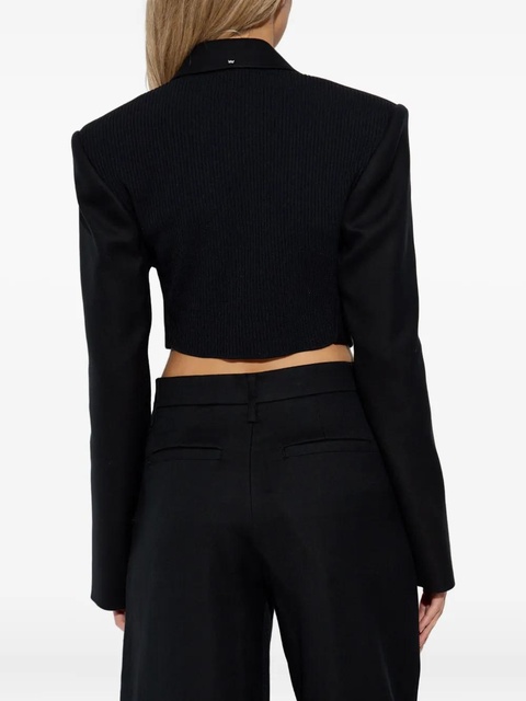 Sportmax cropped knitted-sleeve blazer - Black - zdjęcie produktu nr 2