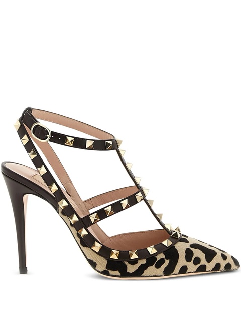 Valentino Garavani 100mm Rockstud T-strap pumps - Neutrals - zdjęcie produktu nr 1