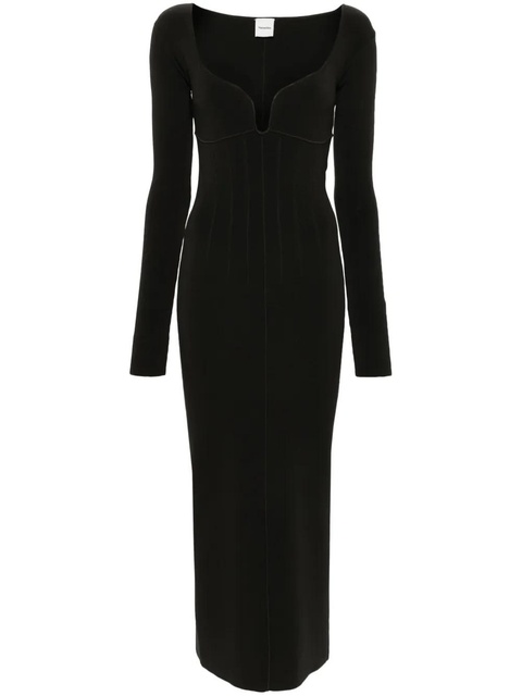 Nanushka seam-detail ribbed midi dress - Black - zdjęcie produktu nr 1