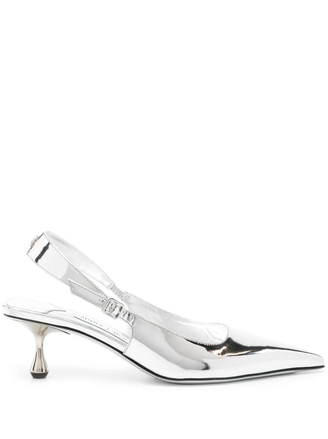 Jimmy Choo Amel 50mm metallic-leather pumps - Silver - zdjęcie produktu nr 1