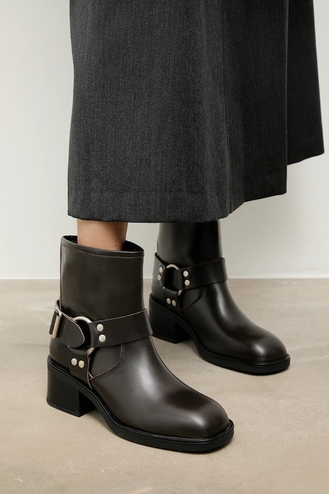 Answear.LAB botki skórzane kolor brązowy na słupku - zdjęcie produktu nr 2