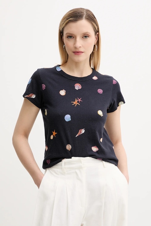 Rag & Bone t-shirt bawełniany damski kolor granatowy WCC25PT016CH16 - zdjęcie produktu nr 1
