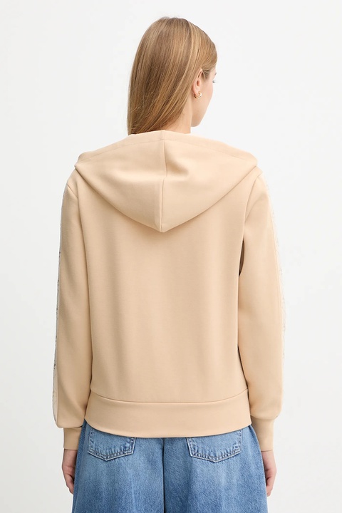 Guess bluza damska kolor beżowy z kapturem z aplikacją W5YQ05 KBYE2 - zdjęcie produktu nr 2