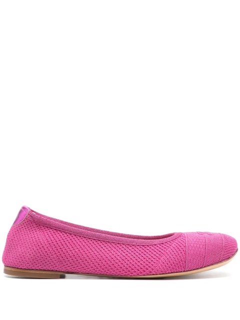 Casadei lurex-detail knitted ballerina shoes - Pink - zdjęcie produktu nr 1