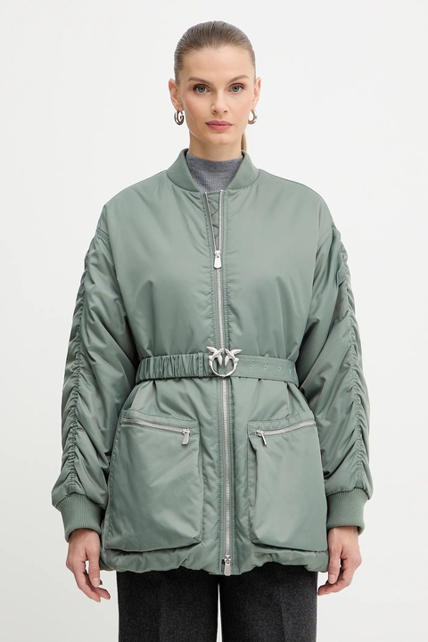 Pinko kurtka kolor zielony przejściowa oversize 105340 A2OL - zdjęcie produktu nr 1