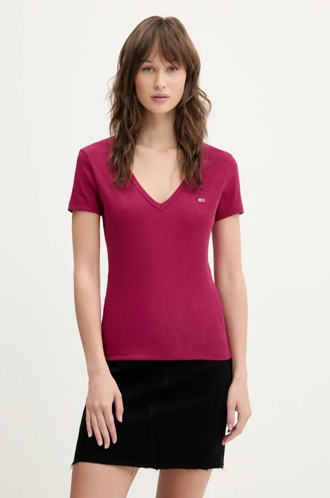Tommy Jeans t-shirt damski kolor różowy DW0DW17385 - zdjęcie produktu nr 1