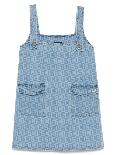 GCDS monogram-print denim mini dress - Blue - zdjęcie produktu nr 1