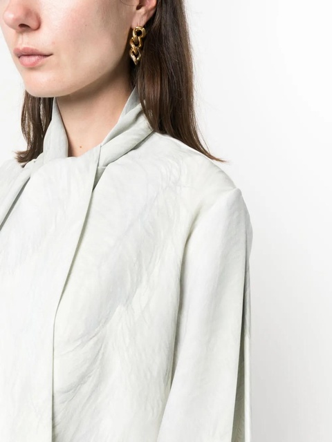 Victoria Beckham feather-print bow-collar top - White - zdjęcie produktu nr 1