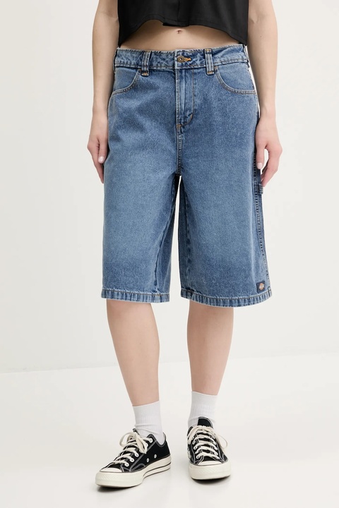 Dickies szorty jeansowe damskie kolor niebieski gładkie high waist DK0A4Z85K211 - zdjęcie produktu nr 1
