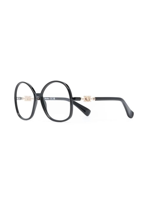 Max Mara Eyewear logo-lettering round-framed glasses - Black - zdjęcie produktu nr 2