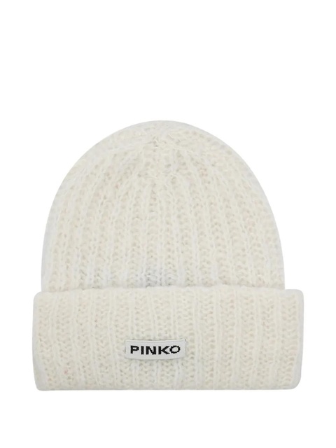 PINKO logo-patch beanie hat - White - zdjęcie produktu nr 1