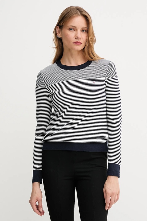 Tommy Hilfiger sweter damski kolor granatowy lekki WW0WW44984 - zdjęcie produktu nr 1