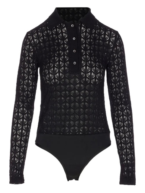 PINKO lace-panel polo-neck top - Black - zdjęcie produktu nr 1