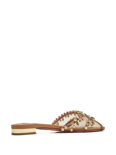 Aquazzura Temptation crystal-embellished mesh sandals - Brown - zdjęcie produktu nr 1