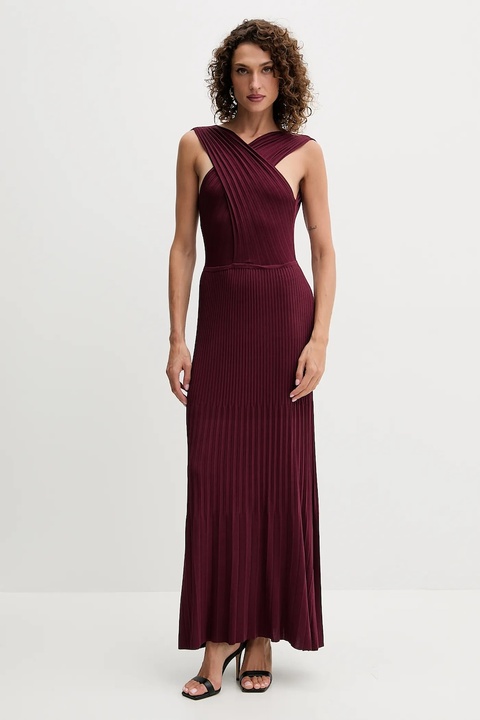 Twinset sukienka kolor bordowy maxi rozkloszowana 252TP3160 - zdjęcie produktu nr 1