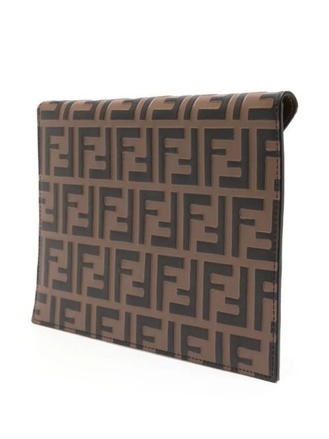FENDI FF-plaque leather cluch bag - Brown - zdjęcie produktu nr 2