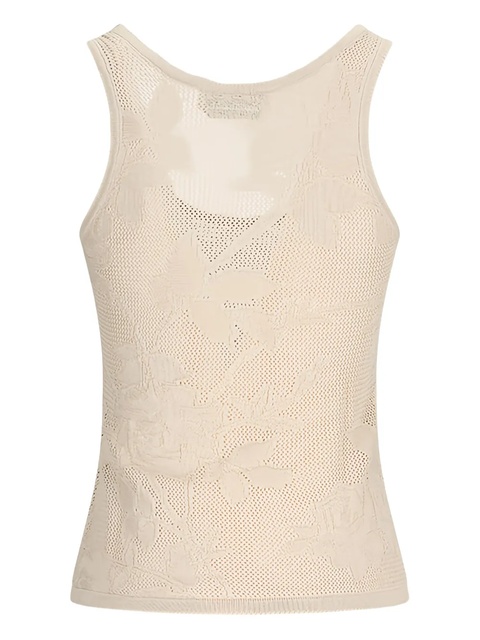 Blumarine rose-pattern mesh top - Neutrals - zdjęcie produktu nr 2