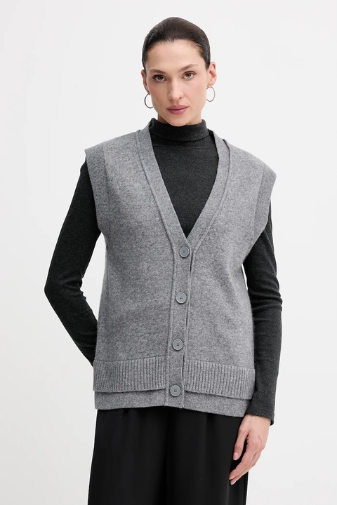 Sisley kamizelka z dodatkiem wełny damski kolor szary 1M9AL603B - zdjęcie produktu nr 1