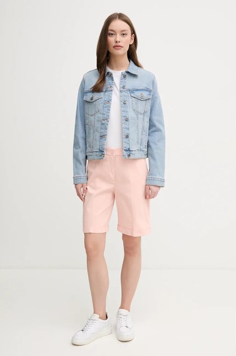 United Colors of Benetton szorty damskie kolor różowy gładkie high waist 4CDRD901W - zdjęcie produktu nr 2
