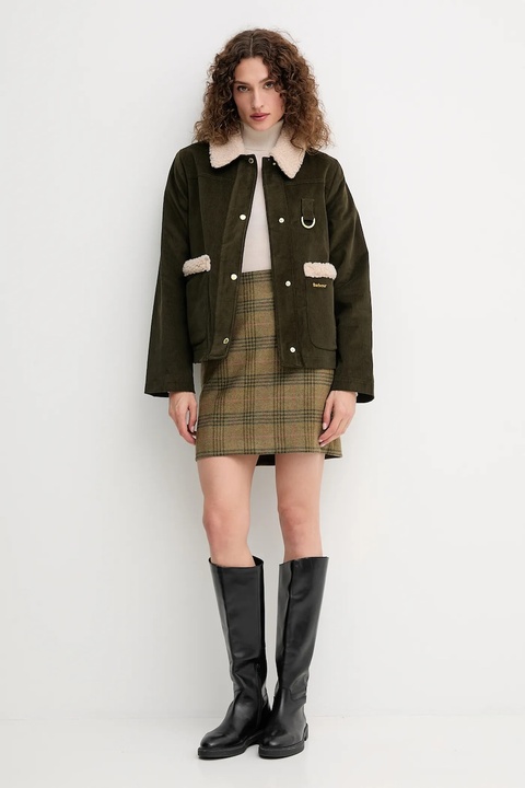 Barbour kurtka sztruksowa TABITHA kolor zielony przejściowa oversize LCA0366 - zdjęcie produktu nr 2
