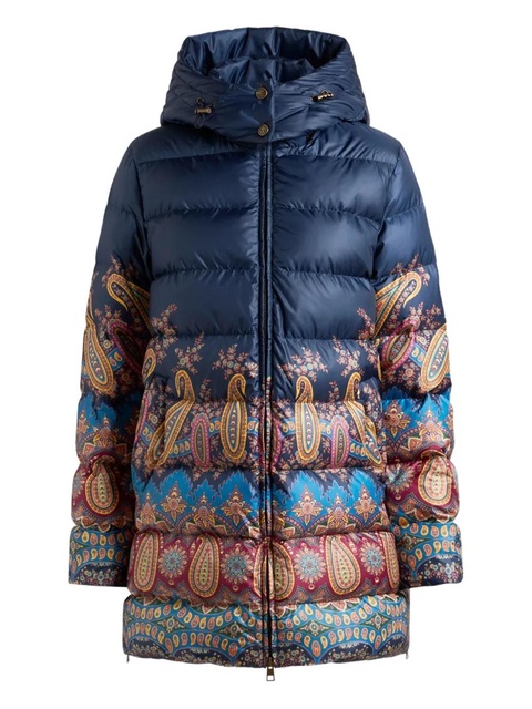 ETRO paisley-print hooded down coat - Blue - zdjęcie produktu nr 1