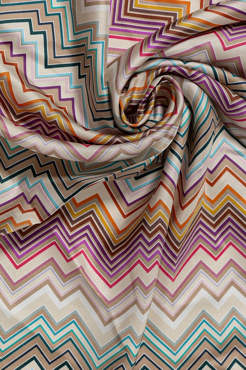 Missoni chusta jedwabna damska kolor beżowy wzorzysta FO41TWDA280 - zdjęcie produktu nr 2