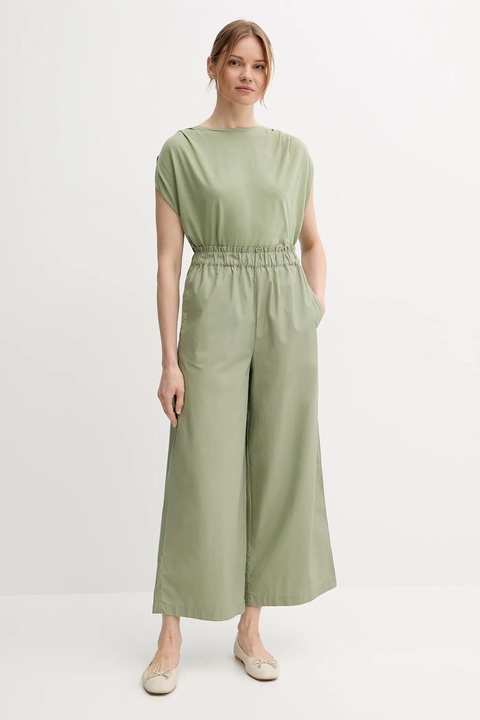 United Colors of Benetton spodnie bawełniane damskie kolor zielony proste high waist 4AC7DF09A - zdjęcie produktu nr 2