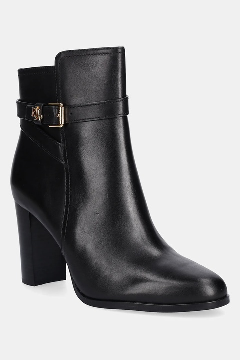 Lauren Ralph Lauren botki skórzane Brke Bt Hl 2 damskie kolor czarny na słupku 802974474001 - zdjęcie produktu nr 1