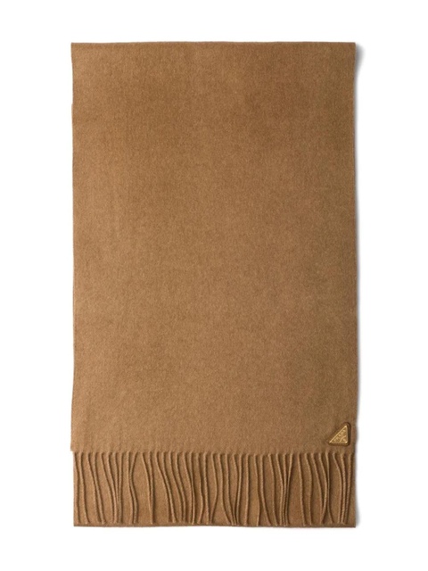 Prada triangle-logo fringed scarf - Brown - zdjęcie produktu nr 2