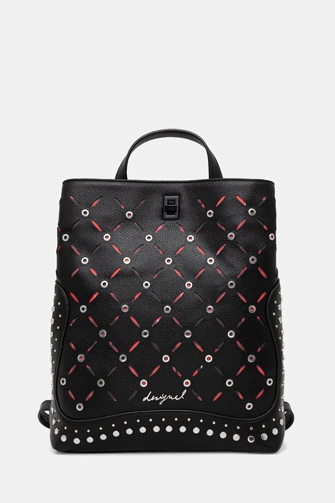 Desigual plecak YANKEE METAL PATCH S damski kolor czarny mały z aplikacją 25WAKP15 - zdjęcie produktu nr 1