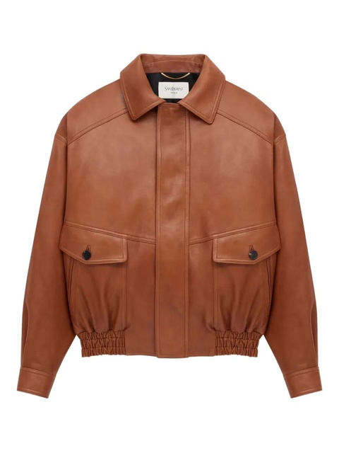 Saint Laurent flap-pockets leather jacket - Brown - zdjęcie produktu nr 1