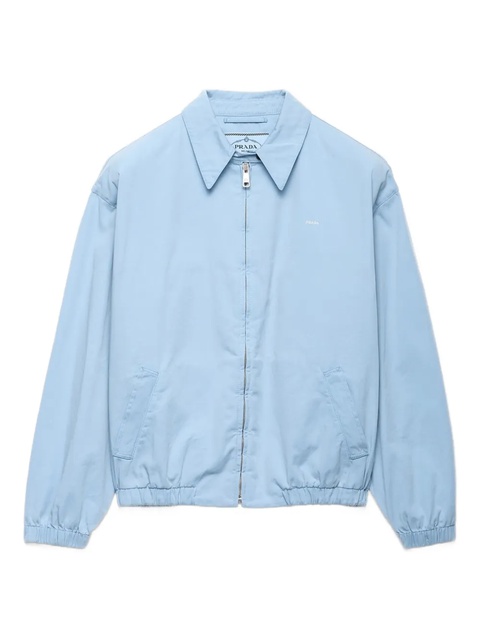 Prada elasticated-cuff embroidered-logo jacket - Blue - zdjęcie produktu nr 1