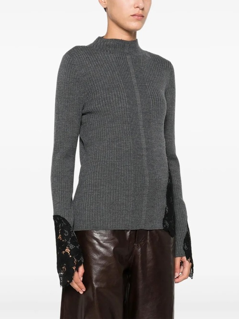 PINKO Samoa lace-insert ribbed sweater - Grey - zdjęcie produktu nr 2