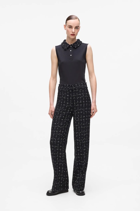 Karl Lagerfeld spodnie damskie kolor czarny proste high waist A4W10109 - zdjęcie produktu nr 1
