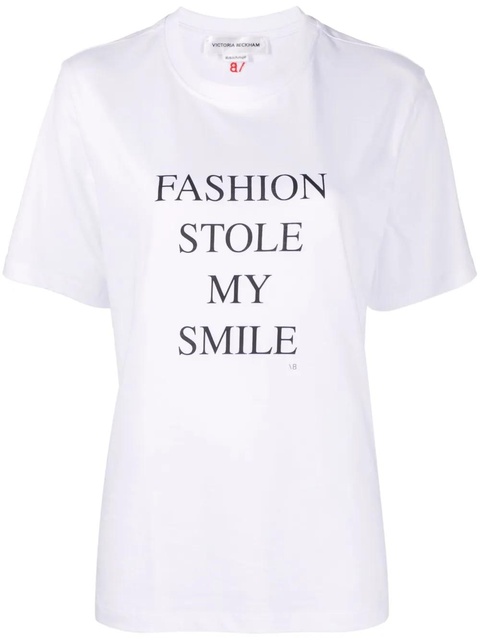 Victoria Beckham slogan-print organic cotton T-shirt - White - zdjęcie produktu nr 1