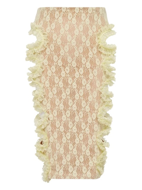 Self-Portrait lace cut-out midi skirt - Yellow - zdjęcie produktu nr 1