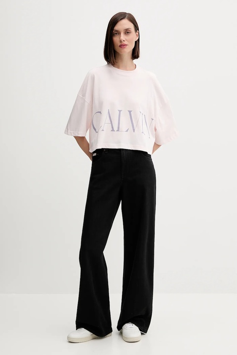 Calvin Klein Jeans t-shirt bawełniany damski kolor różowy LV047D206G - zdjęcie produktu nr 2