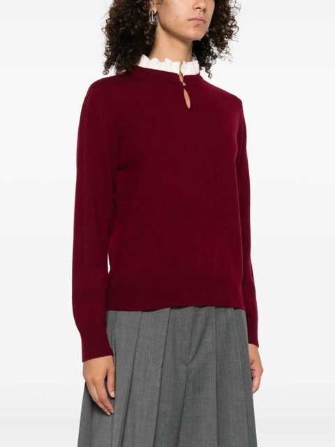 SANDRO ruffled-collar sweater - Red - zdjęcie produktu nr 1