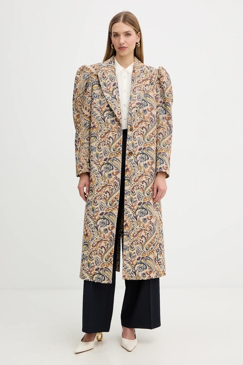 Twinset spodnie z dodatkiem wełny damskie kolor granatowy proste high waist 252TT212A - zdjęcie produktu nr 1