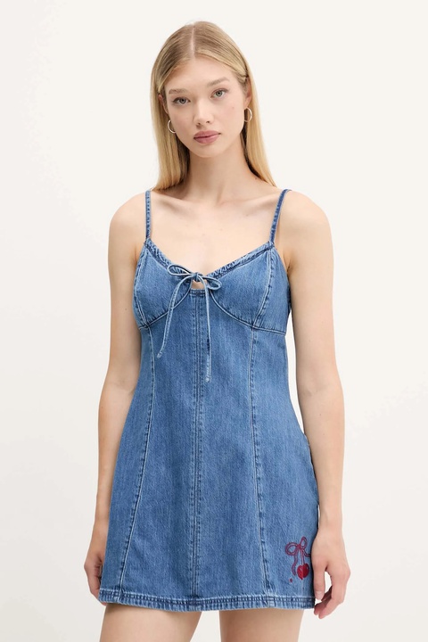 Hollister Co. sukienka jeansowa kolor niebieski mini rozkloszowana KI359-5259 - zdjęcie produktu nr 1