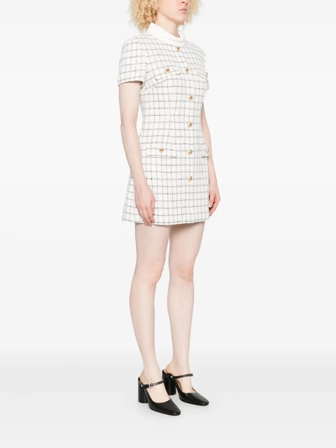 Self-Portrait checked button-detailed mini dress - White - zdjęcie produktu nr 2