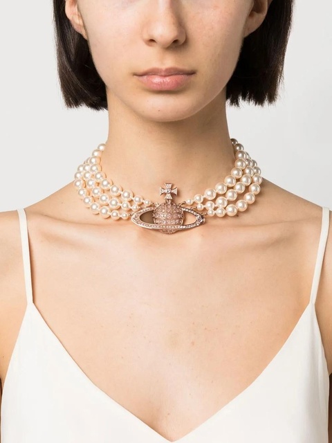 Vivienne Westwood Messaline Orb three-row chocker - Gold - zdjęcie produktu nr 2