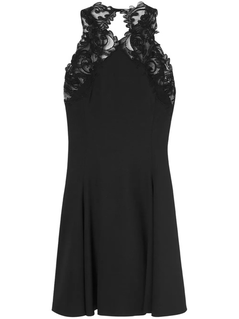 Versace Barocco-lace trim halterneck minidress - Black - zdjęcie produktu nr 1