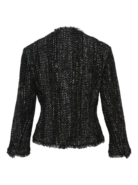 Simone Rocha embellished frayed-edge tweed jacket - Black - zdjęcie produktu nr 2
