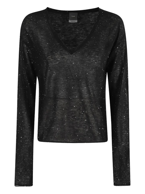 PINKO glitter V-neck sweater - Black - zdjęcie produktu nr 1