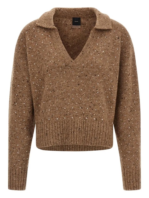 PINKO Nibani rhinestone-embellished sweater - Brown - zdjęcie produktu nr 1